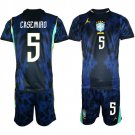 adult & kids Brazil National Soccer Uniform suit 5 Casemiro Jersey set Away 2026 Blue Activewear kit