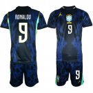 adult & kids Brazil National Soccer Uniform suit 9 Ronaldo Jersey set Away 2026 Blue Activewear kit