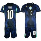adult & kids Brazil National Soccer Uniform suit 10 Pele Jersey set Away 2026 Blue Activewear kit
