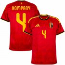 adult & kids Belgium National Team Soccer Uniform 4 Kompany Jersey Home Stadium 2026 Red Activewear