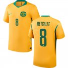 adult & kids Australia National Soccer Uniform 8 METCALFE Jersey Home 2026 Yellow Activewear