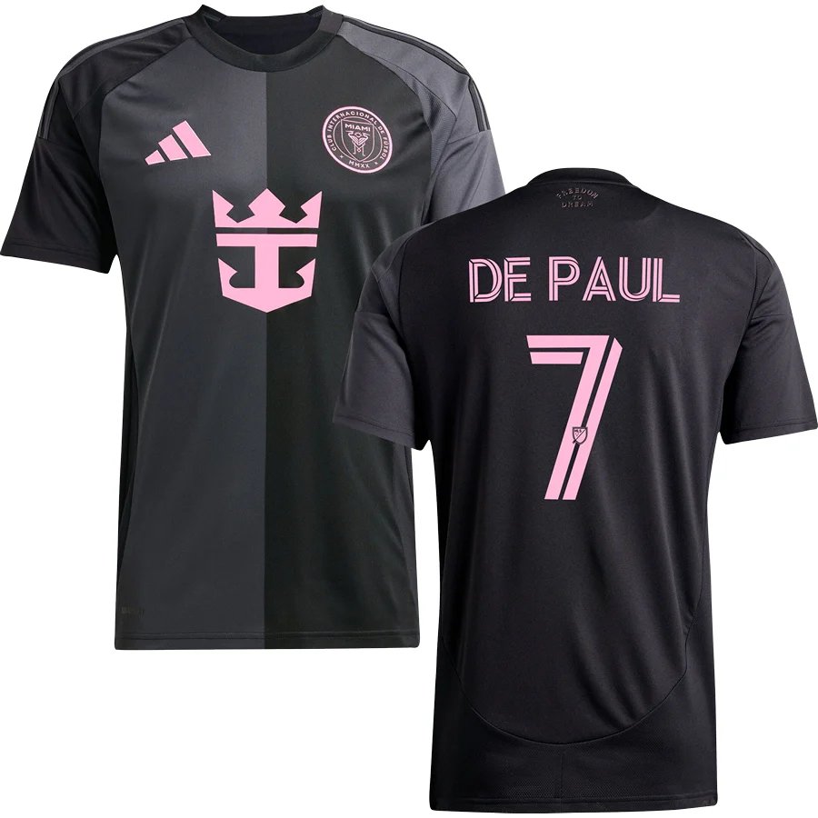 adult & kids Inter Miami Soccer Uniform 7 Rodrigo De Paul Jersey 2025 The Fortitude Black Activewear