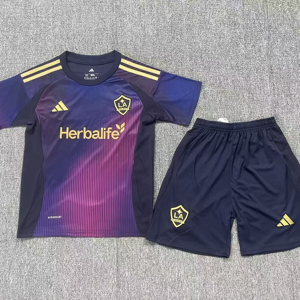 youth LA Galaxy Soccer Uniform suit Blank Jersey set 2025 RIZON Purple kids Activewear Shirt kit