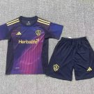 youth LA Galaxy Soccer Uniform suit Blank Jersey set 2025 RIZON Purple kids Activewear Shirt kit