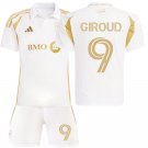 adult & kids LAFC Soccer Uniform suit 9 Giroud Jersey set 2025 Secondary White Activewear Shirt kit