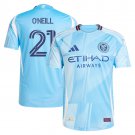 adult & kids New York City Soccer Uniform 21 Aiden O’Neill Jersey 2025 The Excelsior Blue Shirt