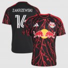 adult & kids New York Red Bulls Soccer Uniform 16 Zakrzewski Jersey 2026 The Rooted Black Activewear