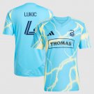 adult unisex Philadelphia Union Soccer Uniform 4 Jovan Lukic Jersey 2025 The Voltage Blue Activewear