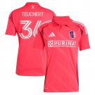 adult unisex St. Louis CITY Soccer Uniform 36 Cedric Teuchert Jersey 2025 Forever Red Activewear