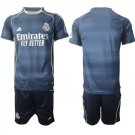 adult & kids Real Madrid Soccer Uniform suit Blank Jersey set 2526 Away Activewear Blue Shirt kit