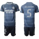 adult & kids Real Madrid Soccer Uniform suit 5 Jude Bellingham Jersey set 2526 Away Shirt Blue kit
