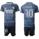 adult & kids Real Madrid Soccer Uniform suit 10 Kylian Mbappé Jersey set 2526 Away Shirt Blue kit