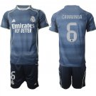 adult & kids Real Madrid Soccer Uniform suit 6 Eduardo Camavinga Jersey set 2526 Away Shirt Blue kit