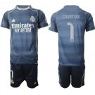 adult & kids Real Madrid Soccer Uniform suit 1 Thibaut Courtois Jersey set 2526 Away Shirt Blue kit