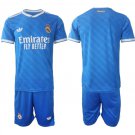 adult & kids Real Madrid Soccer Uniform suit Blank Jersey set 2526 Third Activewear Blue Shirt kit