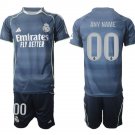 adult & kids Real Madrid Soccer Uniform suit 00 Custom name number Jersey set 2526 Away Blue kit