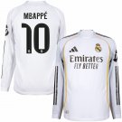 adult & kids Real Madrid Soccer Uniform 10 Kylian Mbappé Jersey 2526 Home Long Sleeve White Shirt
