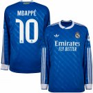 adult & kids Real Madrid Soccer Uniform 10 Kylian Mbappé Jersey 2526 Third Long Sleeve Blue Shirt