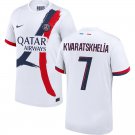 adult & kids Paris Saint-Germain Soccer Uniform 7 Khvicha Kvaratskhelia Jersey 2526 Away Shirt White