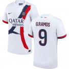 adult & kids Paris Saint-Germain Soccer Uniform 9 Goncalo Ramos Jersey 2526 Away Activewear White
