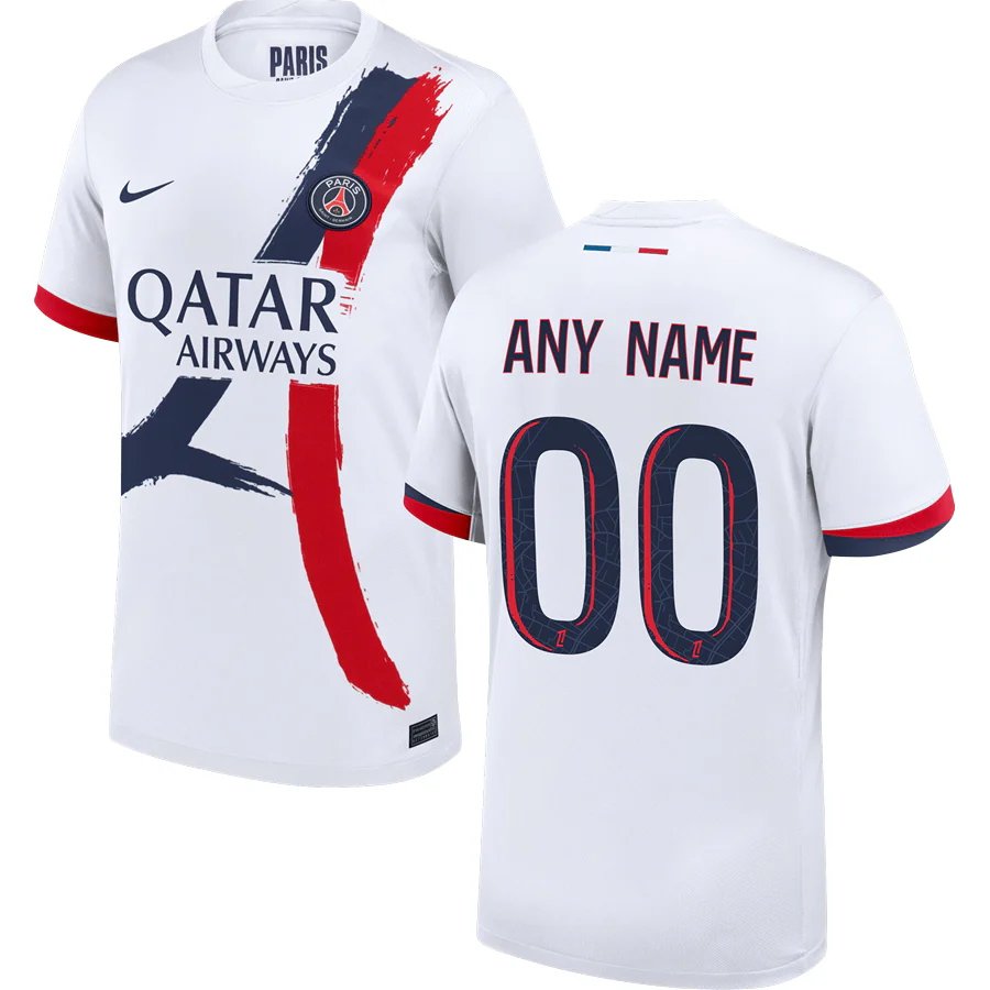 adult & kids Paris Saint-Germain Soccer Uniform 00 Custom name number Jersey 2526 Away Shirt White