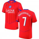 adult & kids Paris Saint-Germain Soccer Uniform 7 Khvicha Kvaratskhelia Jersey 2526 Third Shirt Red