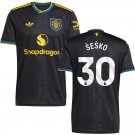 adult & kids Manchester United Soccer Uniform 30 Benjamin Sesko Jersey 2526 Third Activewear Black