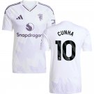 adult & kids Manchester United Soccer Uniform 10 Matheus Cunha Jersey 2526 Away Activewear White