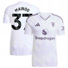 adult & kids Manchester United Soccer Uniform 37 Kobbie Mainoo Jersey 2526 Away Activewear White