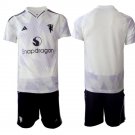 adult & kids Manchester United Soccer Uniform suit Blank Jersey set 2526 Away Activewear White kit