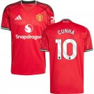 adult & kids Manchester United Soccer Uniform 10 Matheus Cunha Jersey 2526 Home Activewear Red
