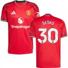 adult & kids Manchester United Soccer Uniform 30 Benjamin Sesko Jersey 2526 Home Activewear Red