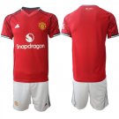 adult & kids Manchester United Soccer Uniform suit Blank Jersey set 2526 Home Activewear Red kit