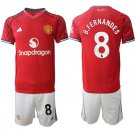 adult & kids Manchester United Soccer Uniform suit 8 Bruno Fernandes Jersey set 2526 Home Red kit