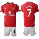 adult & kids Manchester United Soccer Uniform suit 7 Mason Mount Jersey set 2526 Home Shirt Red kit