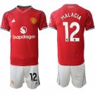 adult & kids Manchester United Soccer Uniform suit 12 Tyrell Malacia Jersey set 2526 Home Red kit