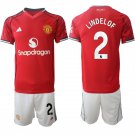 adult & kids Manchester United Soccer Uniform suit 2 Victor Lindelof Jersey set 2526 Home Red kit