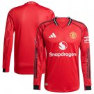 adult & kids Manchester United Soccer Uniform Blank Jersey 2526 Home Long Sleeve Red Shirt