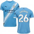 adult & kids Manchester City Soccer Uniform 26 Savinho Jersey 2526 Home Activewear Blue Shirt
