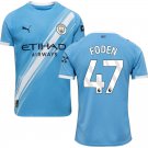 adult & kids Manchester City Soccer Uniform 47 Phil Foden Jersey 2526 Home Activewear Blue Shirt