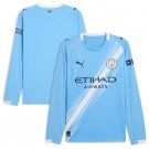 adult & kids Manchester City Soccer Uniform Blank Jersey 2526 Home Long Sleeve Blue Shirt