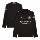 adult & kids Manchester City Soccer Uniform Blank Jersey 2526 Away Long Sleeve Black Shirt