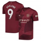 adult & kids Manchester City Soccer Uniform 9 Erling Haaland Jersey 2425 Third Activewear Burgundy