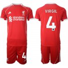 adult & kids Liverpool Soccer Uniform suit 4 Virgil van Dijk Jersey set 2526 Home Activewear Red kit