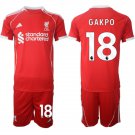 adult & kids Liverpool Soccer Uniform suit 18 Cody Gakpo Jersey set 2526 Home Activewear Red kit