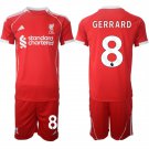 adult & kids Liverpool Soccer Uniform suit 8 Steven Gerrard Jersey set 2526 Home Activewear Red kit