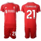 adult & kids Liverpool Soccer Uniform suit 21 Kostas Tsimikas Jersey set 2526 Home Shirt Red kit