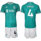 adult & kids Liverpool Soccer Uniform suit 4 Virgil van Dijk Jersey set 2526 Third Shirt Green kit