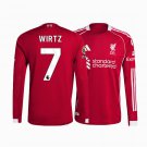 adult & kids Liverpool Soccer Uniform 7 Florian Wirtz Jersey 2526 Home Long Sleeve Red Shirt
