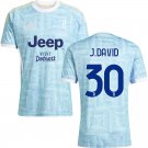 adult & kids Juventus Soccer Uniform 30 Jonathan David Jersey 2526 Away Activewear Blue Shirt